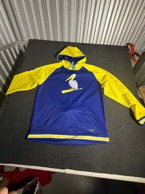 Boombah Men's Blue Yellow Pelican Baseball Pullover Hoodie Size L Custom Name 'M
